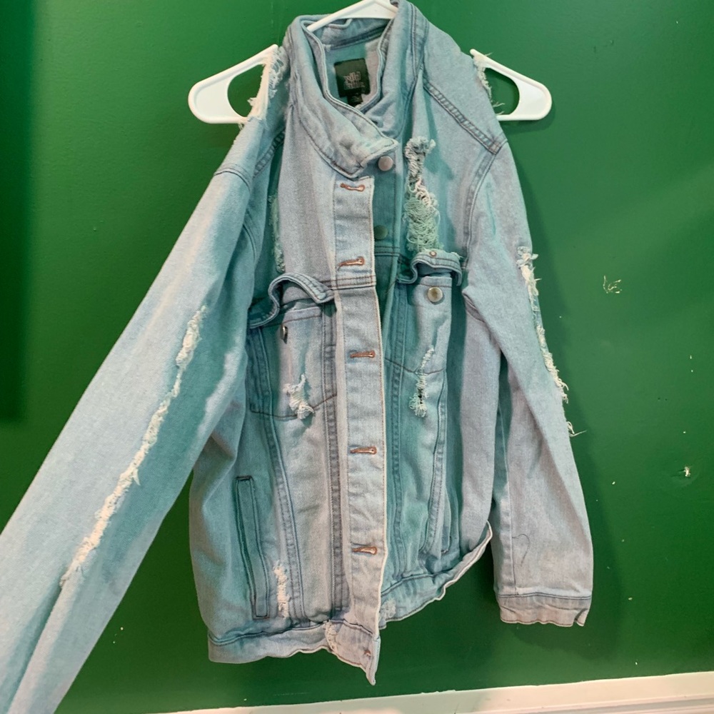 Distressed denim jacket